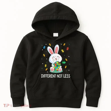 Bunny Easter Eggs Piece Autistic Different Not Less Kids Hoodie