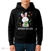 Bunny Easter Eggs Piece Autistic Different Not Less Kids Hoodie thumb 4