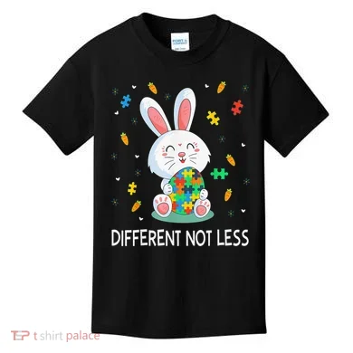 Bunny Easter Eggs Piece Autistic Different Not Less Kids T-Shirt