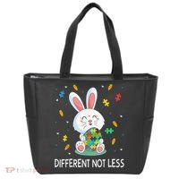 Bunny Easter Eggs Piece Autistic Different Not Less Tote Bag thumb 0