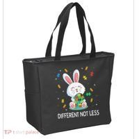 Bunny Easter Eggs Piece Autistic Different Not Less Tote Bag thumb 2