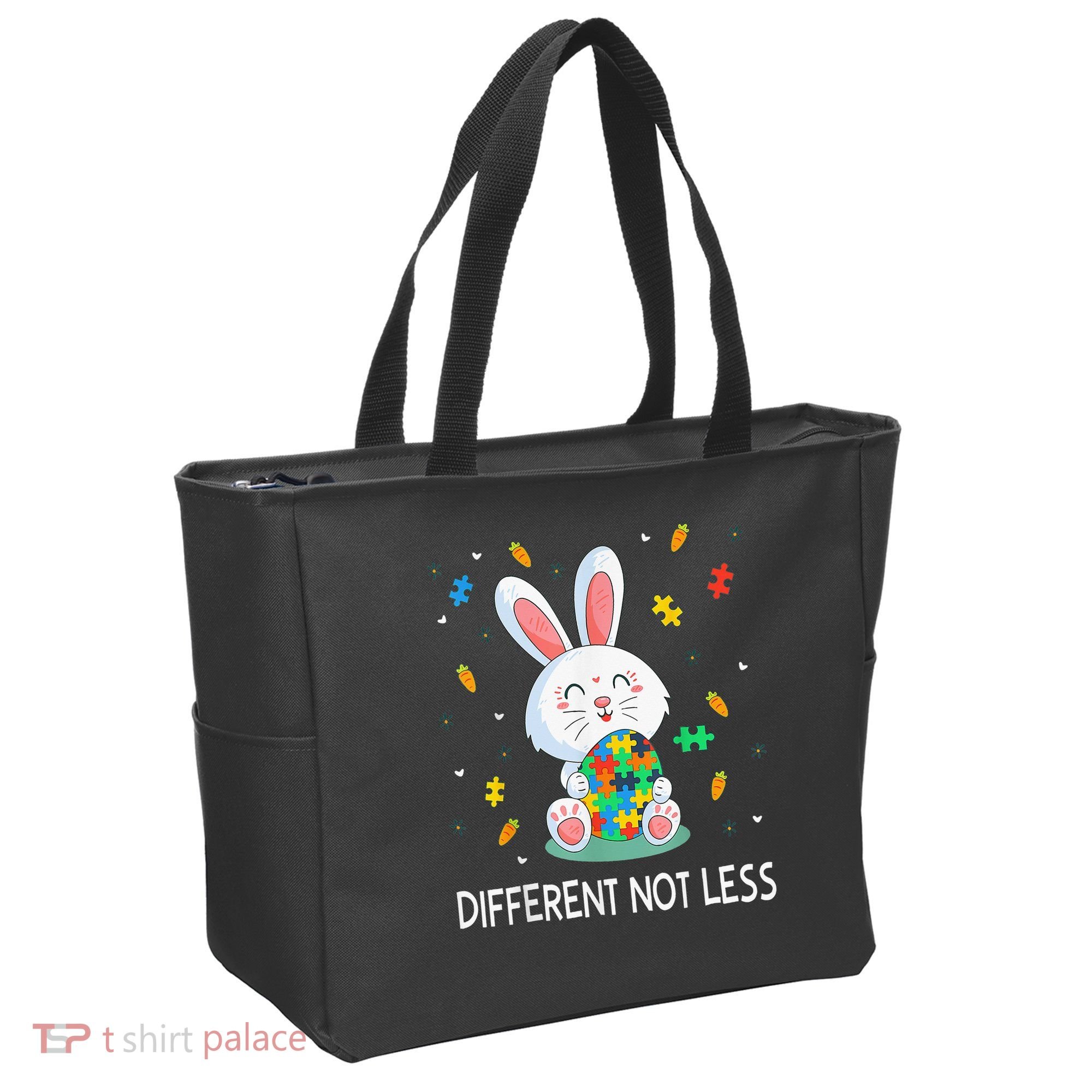 Bunny Easter Eggs Piece Autistic Different Not Less Tote Bag