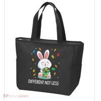 Bunny Easter Eggs Piece Autistic Different Not Less Tote Bag thumb 3