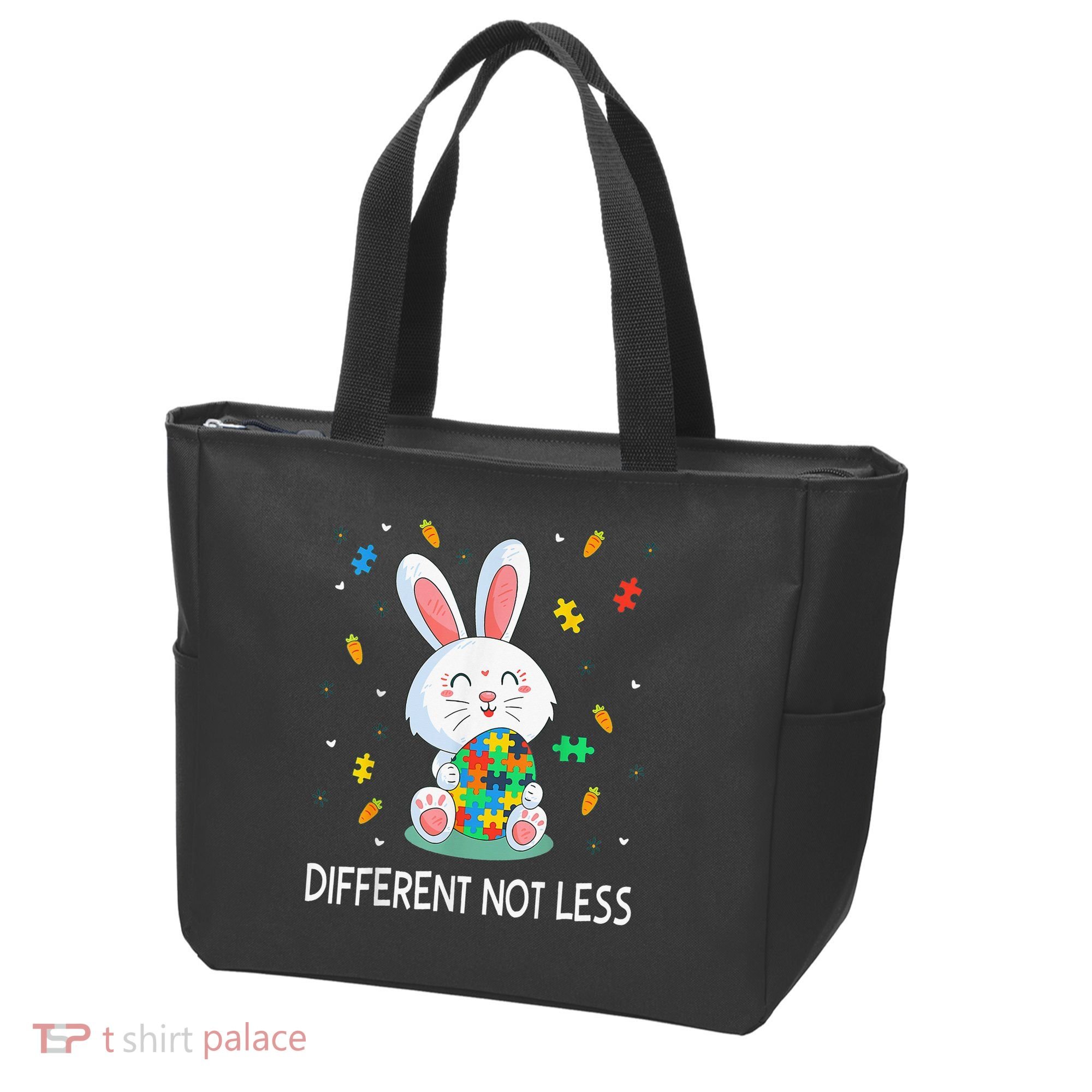 Bunny Easter Eggs Piece Autistic Different Not Less Tote Bag
