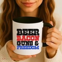 Beer Bacon Guns And Freedom Coffee Mug thumb 3