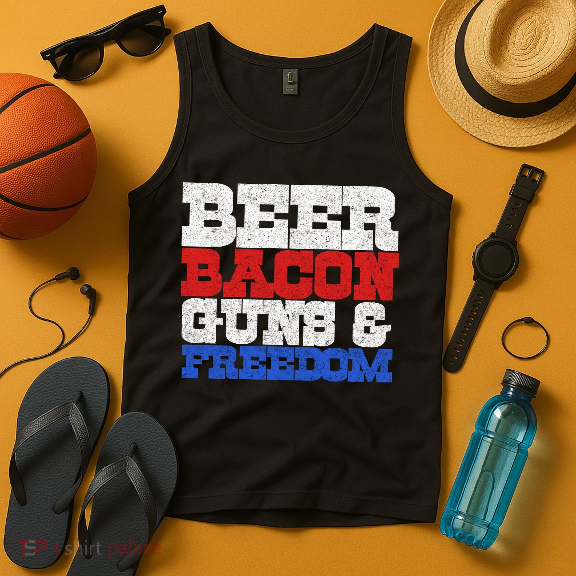 Beer Bacon Guns And Freedom Tank Top