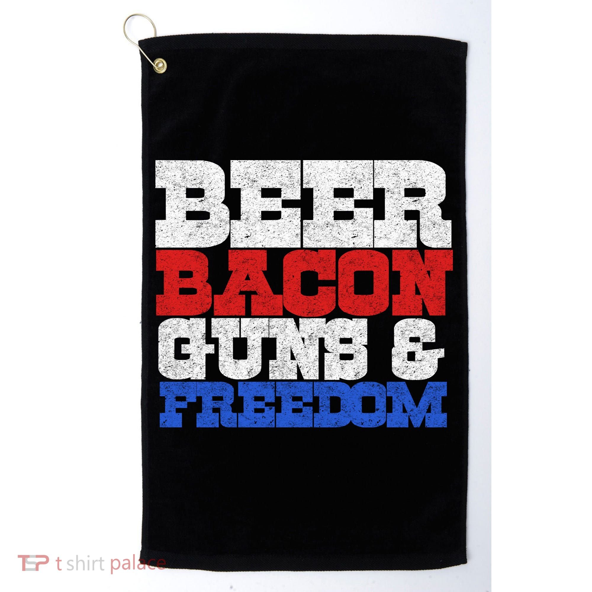 Beer Bacon Guns And Freedom Golf Towel