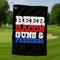 Beer Bacon Guns And Freedom Golf Towel thumb 1