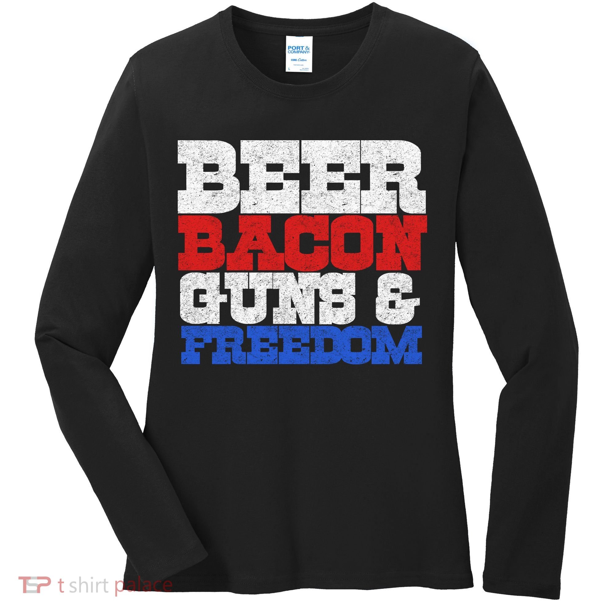 Beer Bacon Guns And Freedom Women's Long Sleeve Shirt