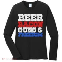 Beer Bacon Guns And Freedom Women's Long Sleeve Shirt thumb 0
