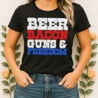 Beer Bacon Guns And Freedom Women's T-Shirt thumb 2