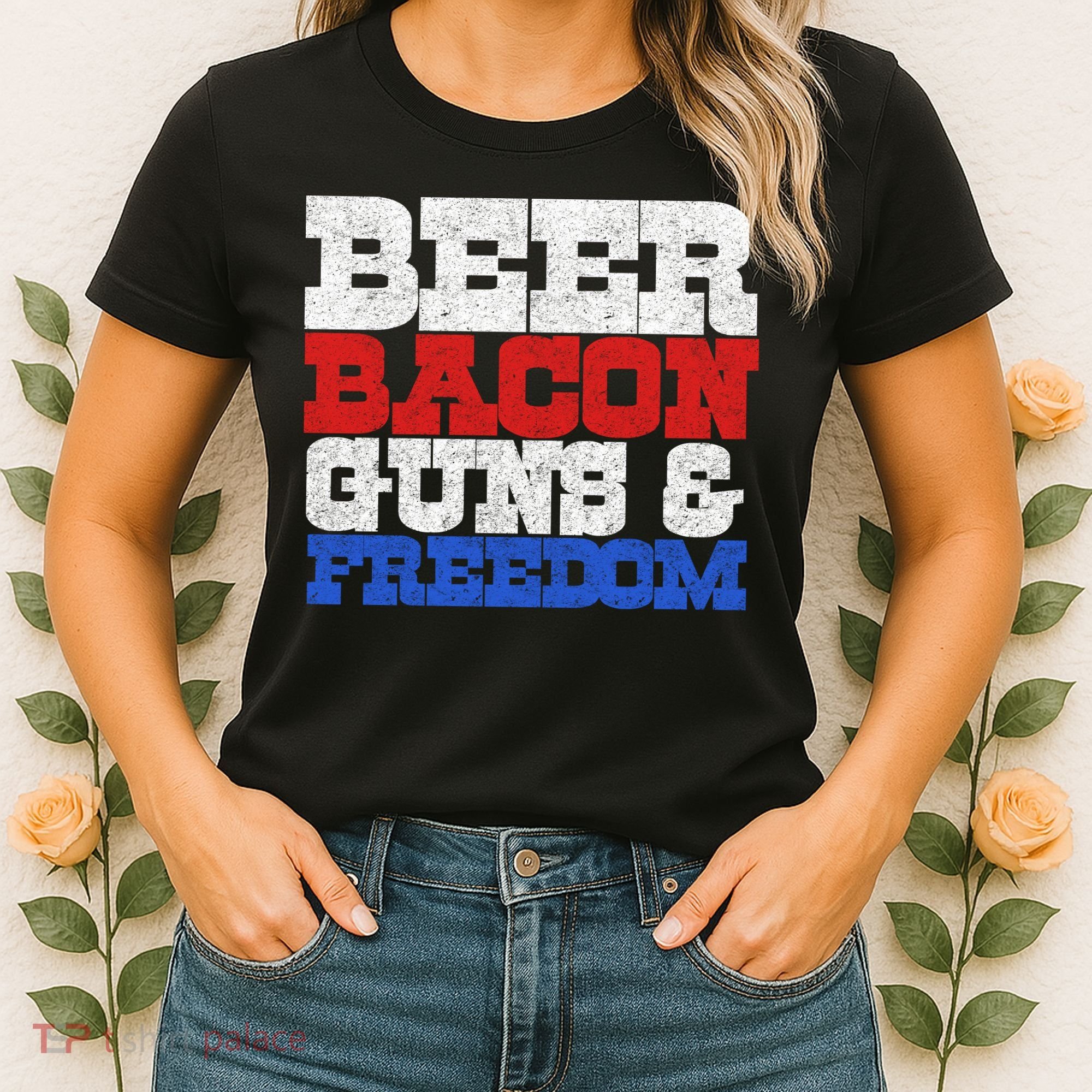 Beer Bacon Guns And Freedom Women's T-Shirt