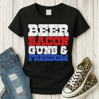 Beer Bacon Guns And Freedom Women's T-Shirt thumb 3