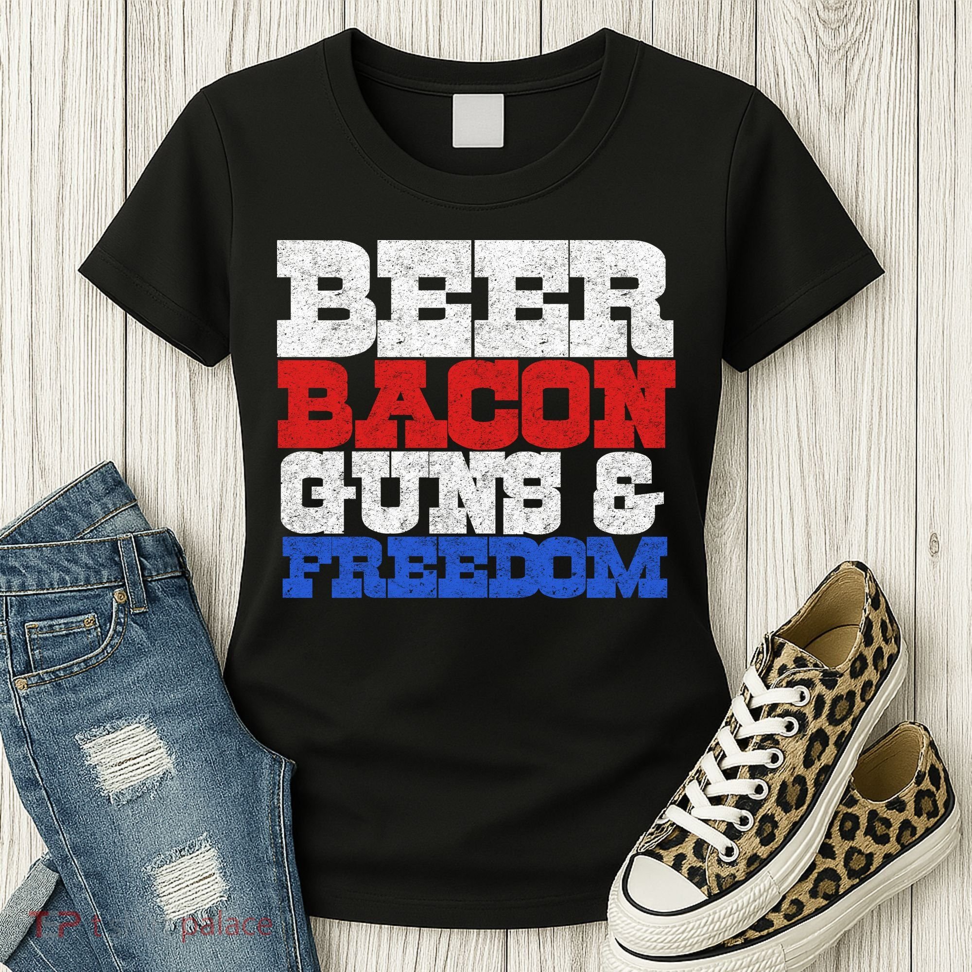Beer Bacon Guns And Freedom Women's T-Shirt
