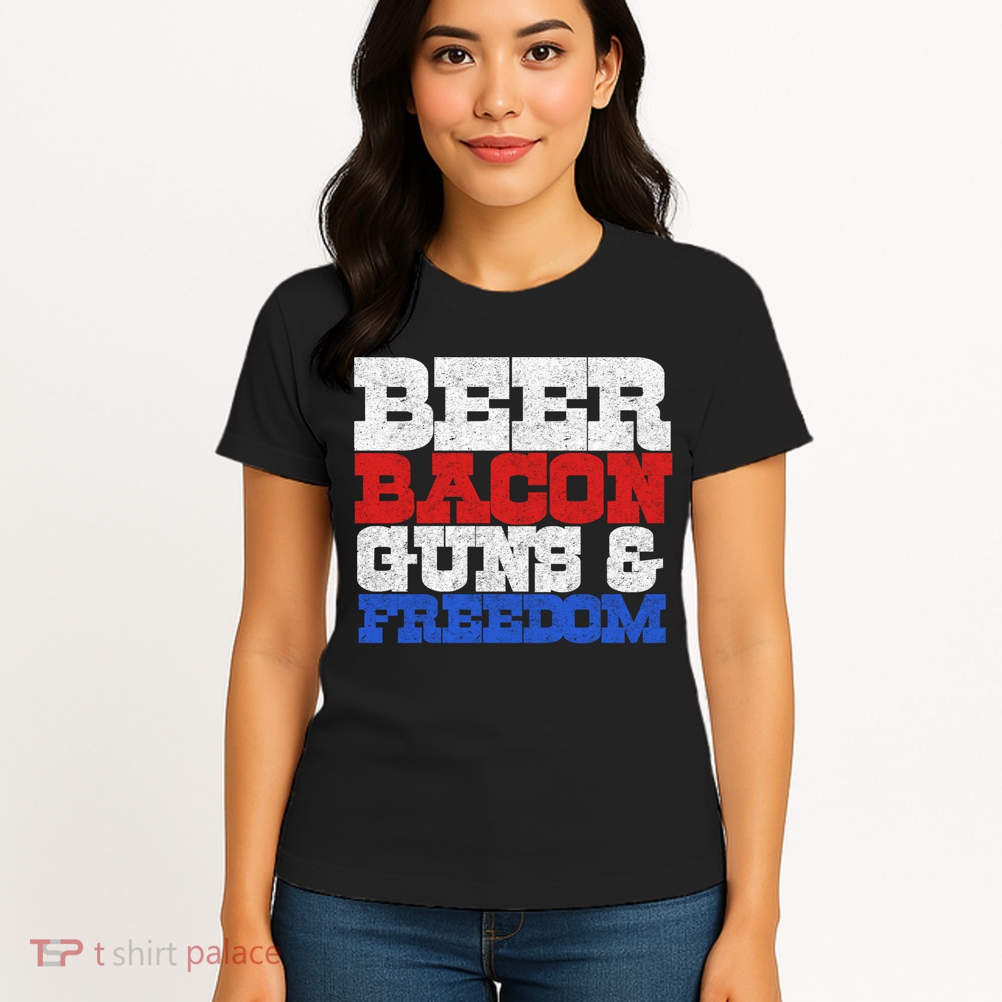 Beer Bacon Guns And Freedom Women's T-Shirt