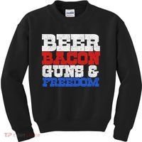 Beer Bacon Guns And Freedom Kids Sweatshirt thumb 0