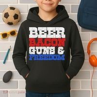 Beer Bacon Guns And Freedom Kids Hoodie thumb 2