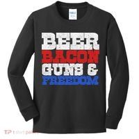 Beer Bacon Guns And Freedom Kids Long Sleeve Shirt thumb 0