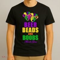 Beer Beads and Boobs Mardi Gras New Orleans T-Shirt thumb 3