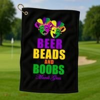 Beer Beads and Boobs Mardi Gras New Orleans Golf Towel thumb 1