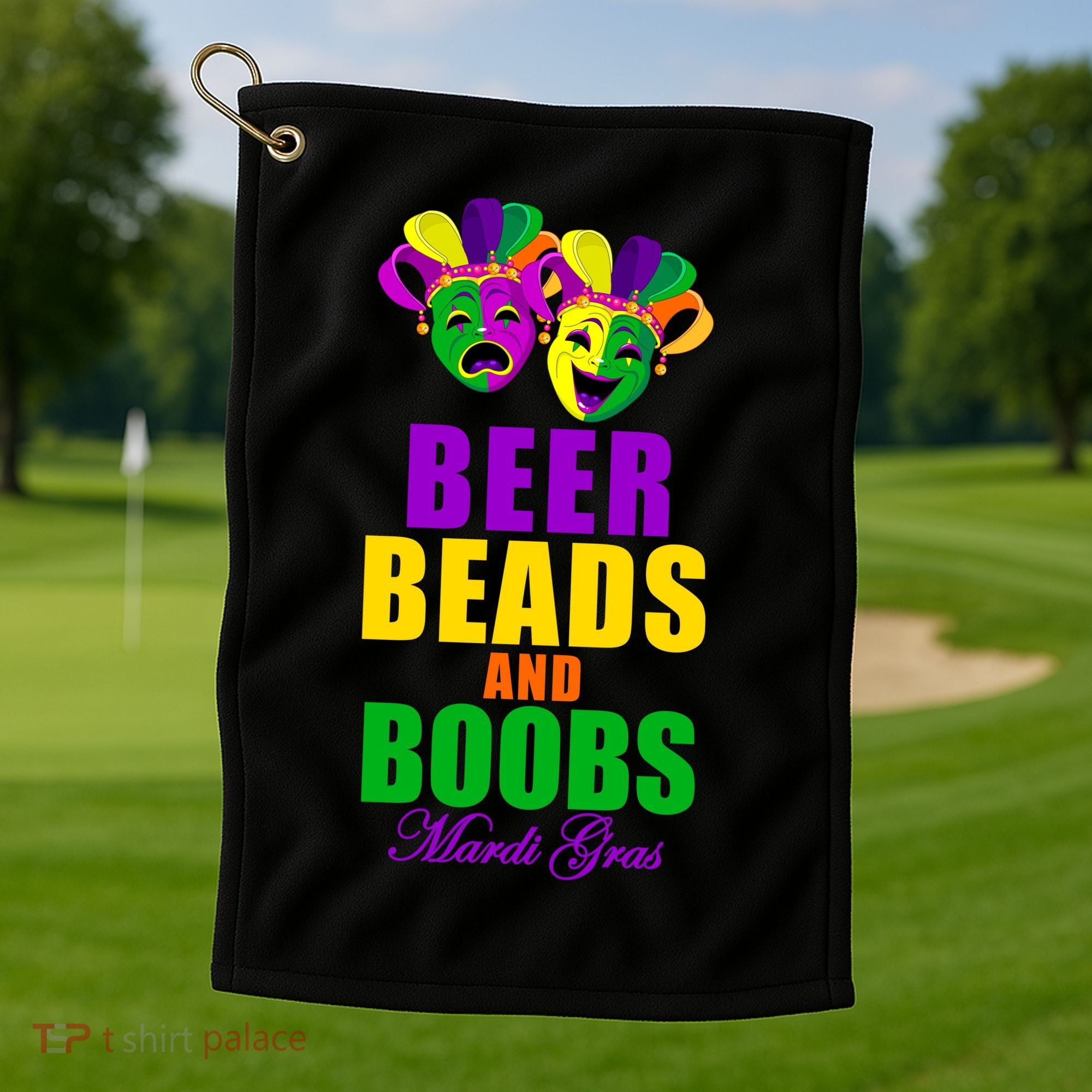 Beer Beads and Boobs Mardi Gras New Orleans Golf Towel