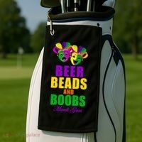 Beer Beads and Boobs Mardi Gras New Orleans Golf Towel thumb 2