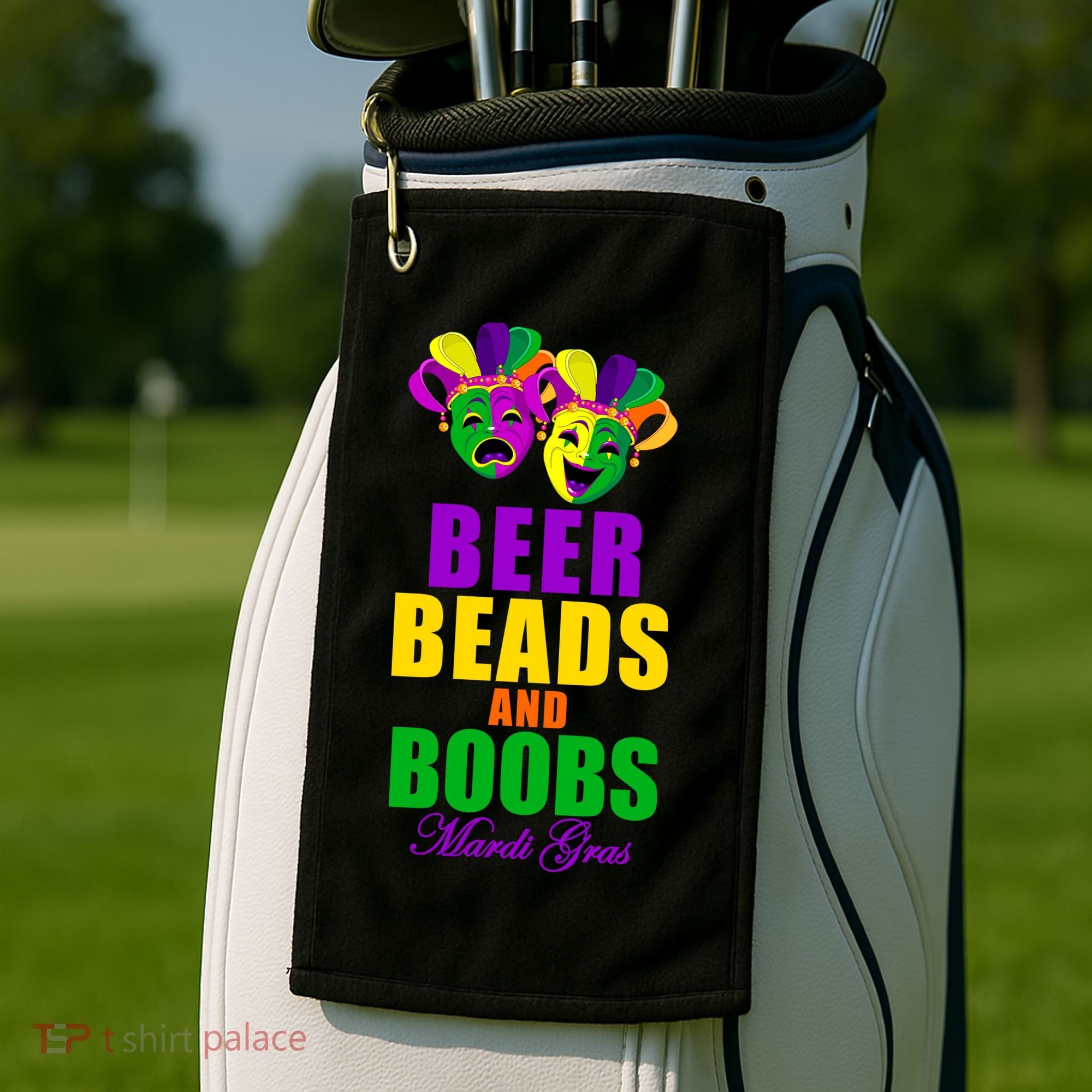Beer Beads and Boobs Mardi Gras New Orleans Golf Towel