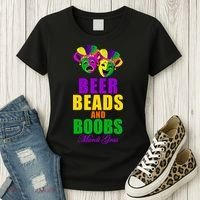 Beer Beads and Boobs Mardi Gras New Orleans Women's T-Shirt thumb 3