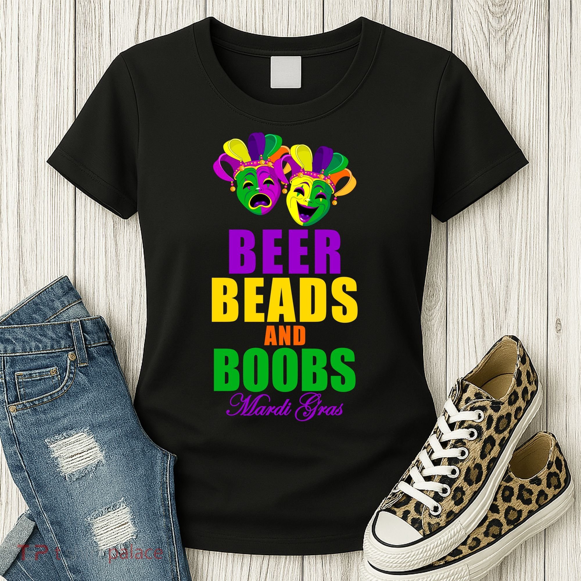 Beer Beads and Boobs Mardi Gras New Orleans Women's T-Shirt