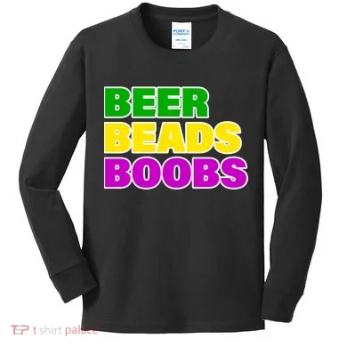 Beer Beads Boobs Kids Long Sleeve Shirt