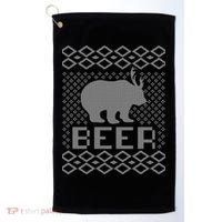 Beer Deer Hunting Ugly Christmas Golf Towel thumb 0