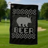 Beer Deer Hunting Ugly Christmas Golf Towel thumb 1