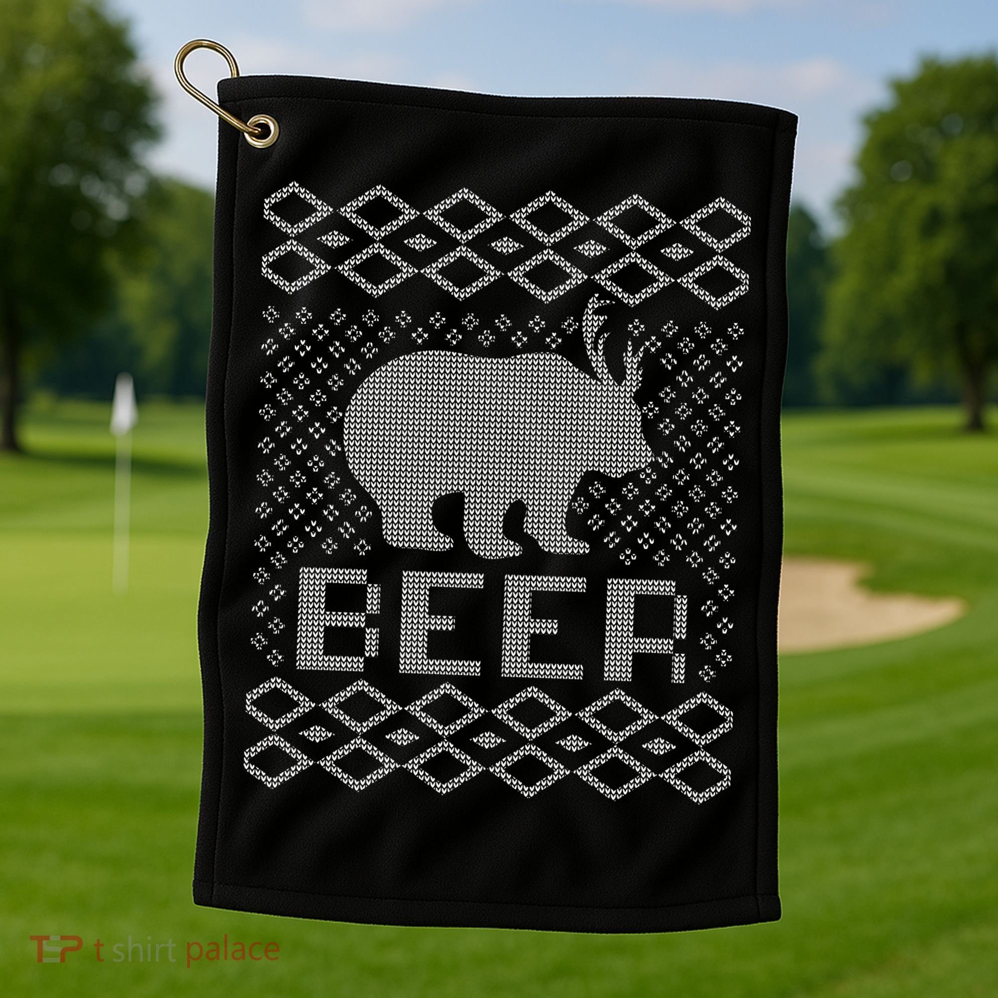 Beer Deer Hunting Ugly Christmas Golf Towel