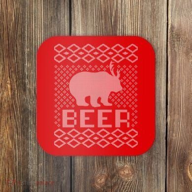 Beer Deer Hunting Ugly Christmas Coaster
