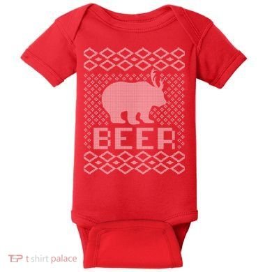 Beer Deer Hunting Ugly Christmas Baby Bodysuit
