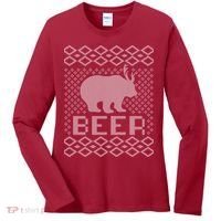 Beer Deer Hunting Ugly Christmas Women's Long Sleeve Shirt thumb 0