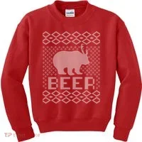 Beer Deer Hunting Ugly Christmas Kids Sweatshirt thumb 0