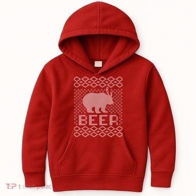 Beer Deer Hunting Ugly Christmas Kids Hoodie