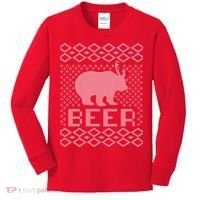 Beer Deer Hunting Ugly Christmas Kids Long Sleeve Shirt thumb 0