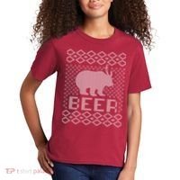 Beer Deer Hunting Ugly Christmas Kids T-Shirt thumb 2