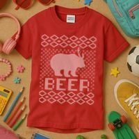 Beer Deer Hunting Ugly Christmas Kids T-Shirt thumb 3