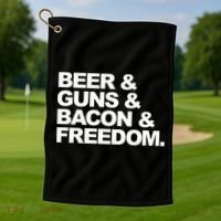 Beer Guns Bacon & Freedom Golf Towel thumb 1