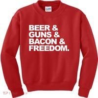 Beer Guns Bacon & Freedom Kids Sweatshirt thumb 0