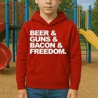 Beer Guns Bacon & Freedom Kids Hoodie thumb 2