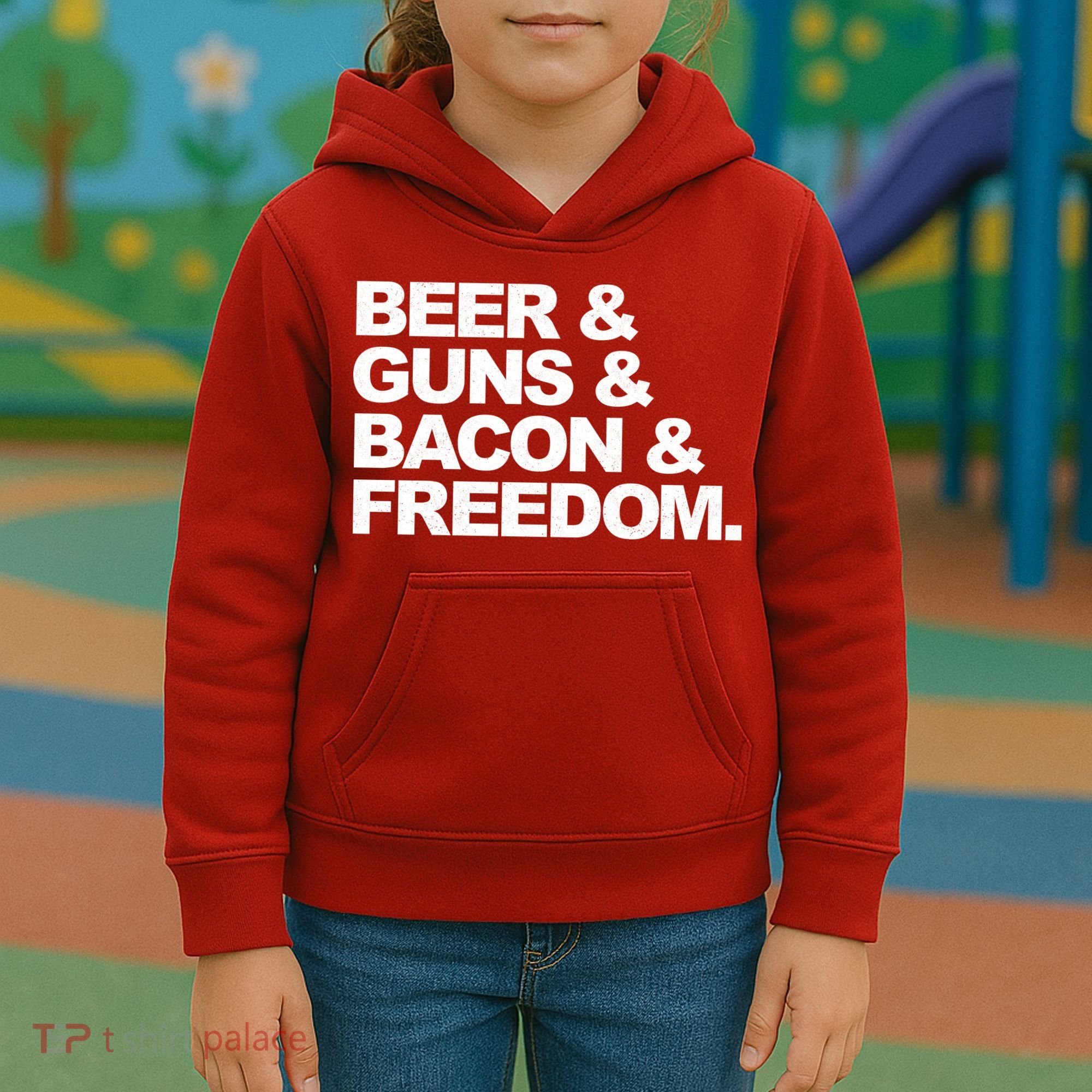 Beer Guns Bacon & Freedom Kids Hoodie