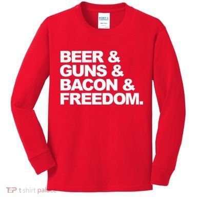 Beer Guns Bacon & Freedom Kids Long Sleeve Shirt
