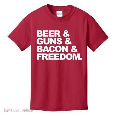 Beer Guns Bacon & Freedom Kids T-Shirt