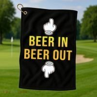 Beer In Beer Out Golf Towel thumb 1