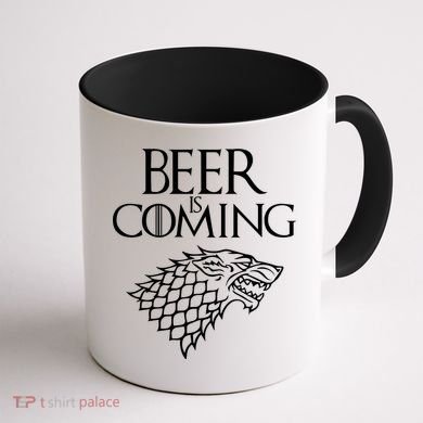 Beer Is Coming Coffee Mug back