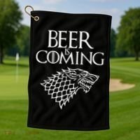 Beer Is Coming Golf Towel thumb 1